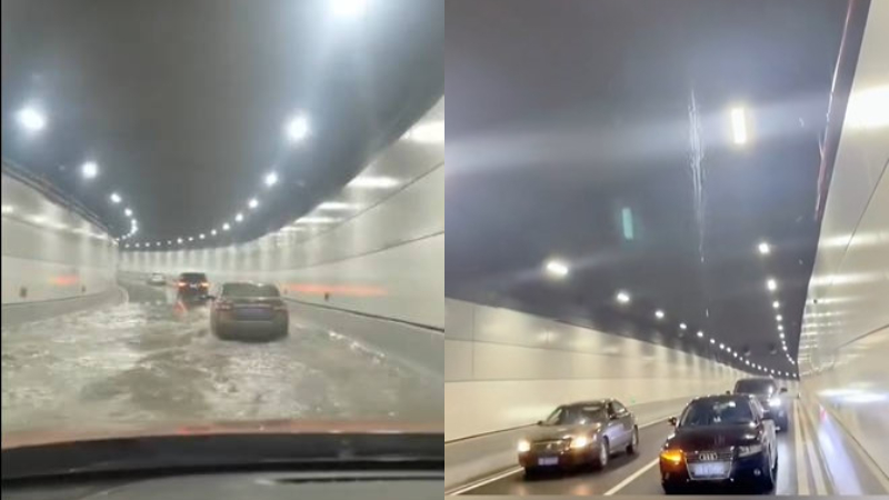 大連灣海底隧道漏水 車輛緊急撤離（視頻）
