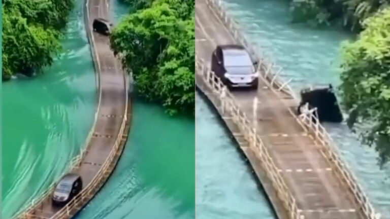 【禁聞】湖北景區水上浮橋墜車致5死 驚險瞬間曝光