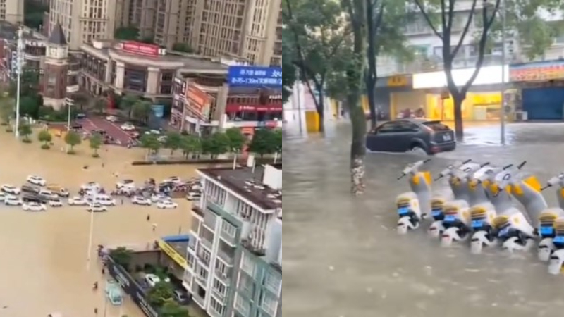 广西桂林暴雨车辆泡水 371所学校停课（视频）