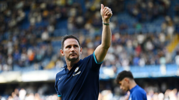 LONDON, ENGLAND - MAY 28: Frank Lampard, Caretaker Manager of Chelsea, acknowledges the fans after his final game in charge in the Premier League match between Chelsea FC and Newcastle United at Stamford Bridge on May 28, 2023 in London, England. 