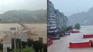 中国新闻快报：四川达州暴雨引发洪灾 商铺被淹 桥梁被冲垮