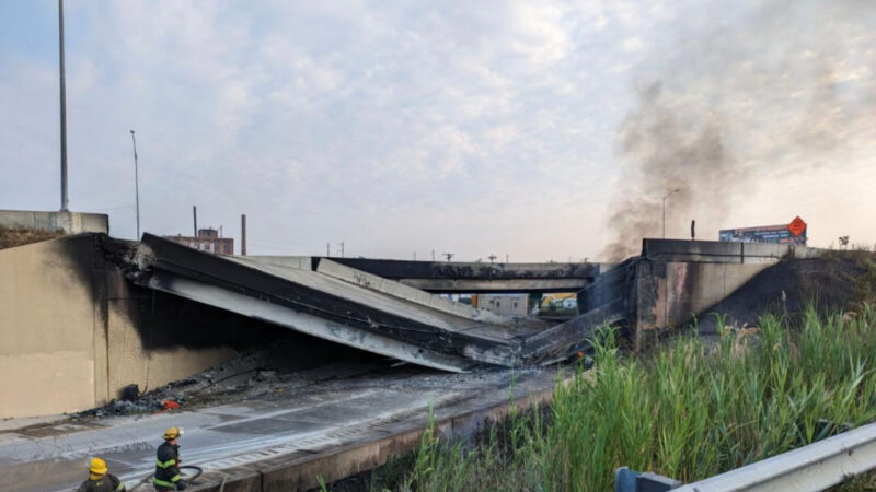 費城油罐車起火 燒塌95號州際公路高架 估需數月修復