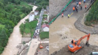 陝西暴雨泥石流沖斷道路 房屋倒塌