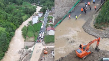 陕西暴雨泥石流冲断道路 房屋倒塌