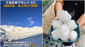 甘肃张掖7月飞雪 吉林敦化冰雹大如拳头（视频）