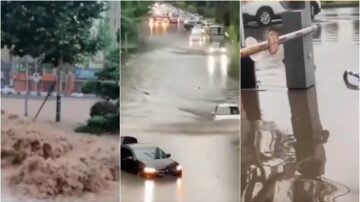 【中国新闻快报】重庆突降暴雨 城区汪洋 乘客被困地铁