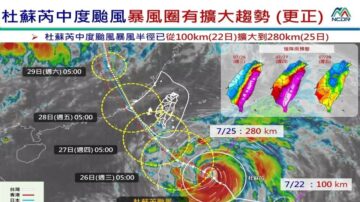 中台杜苏芮续增强 预计下午发陆警