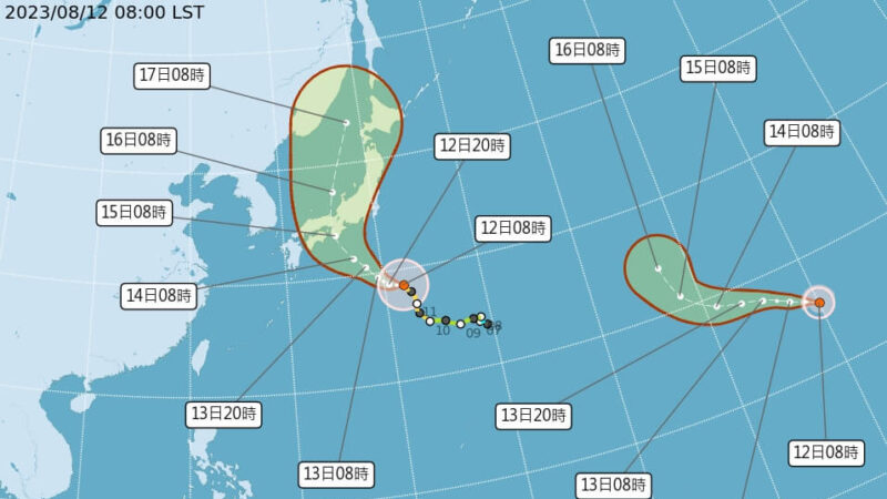 海上2颱風 蘭恩朝日本移動 朵拉跨換日線可能消失海上