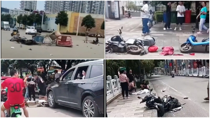 云南蒙自越野车横冲直撞10公里 伤者满街（视频）