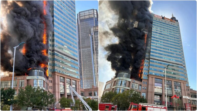 中國天津南開區高樓發生大火 傷亡不明