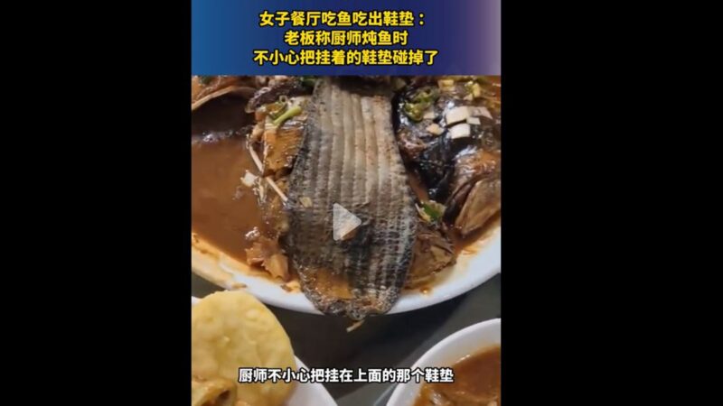 噁心！遼寧女餐廳吃魚吃出鞋墊（視頻）