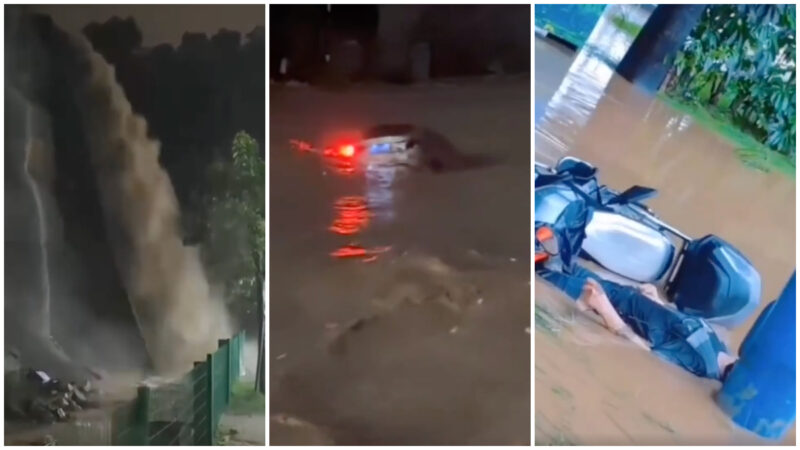 海葵过境 福州淹水、停电 大学山体滑坡（视频）