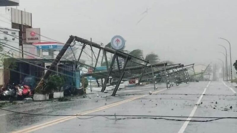 小犬颱風來襲 屏東滿州鄉電線桿倒整排