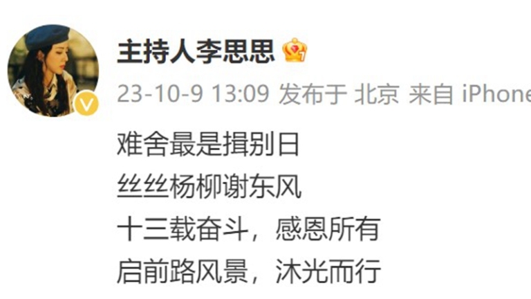 央視女主持李思思離職 傳曾涉孫力軍案