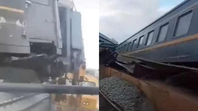 黑龍江客運列車撞上工程車脫軌 現場視頻曝光