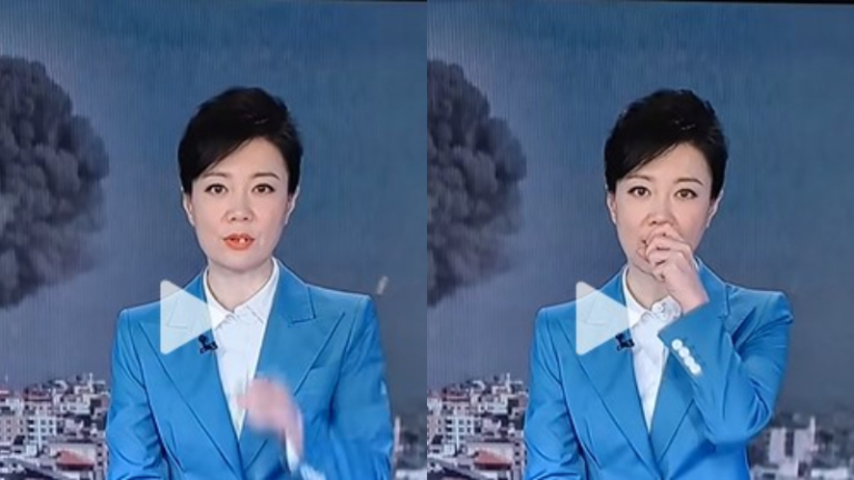 央視女主持突發事故 播音時門牙掉落（視頻）