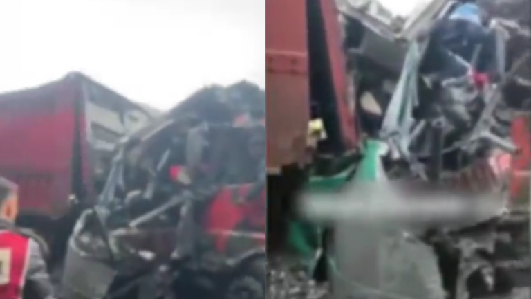 貴州中巴車被兩大貨車夾擊面目全非 現場畫面曝光