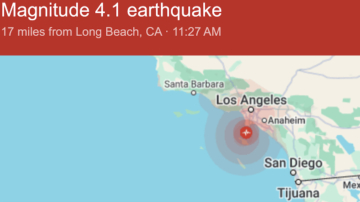 洛杉矶近海发生规模4.1地震 尚未传出伤亡灾损