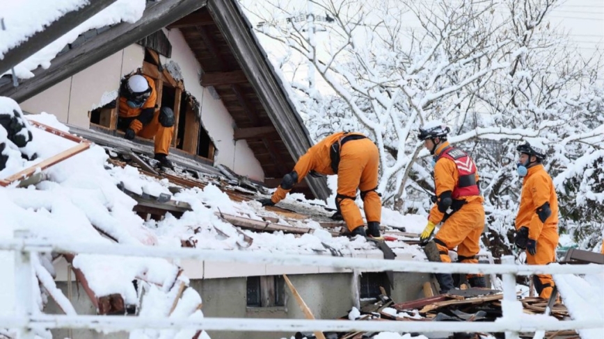日本石川强震累计161人罹难 降雪打乱避难计划