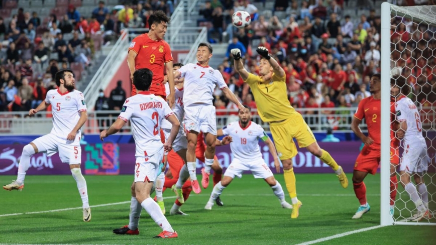 亞洲盃：破門乏術 中國隊悶平塔吉克斯坦隊