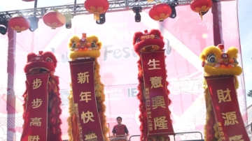 河滨县庆祝中国新年 舞狮太鼓展现传统文化