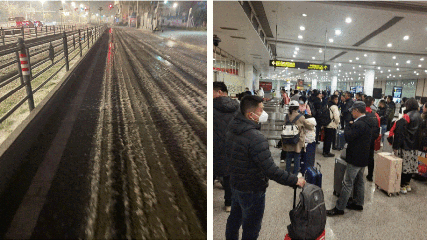 武漢暴雪 火車停運 航班取消 旅客滯留半路