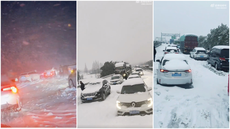 雨雪冰凍 中央氣象台連發4預警 大批司機被困