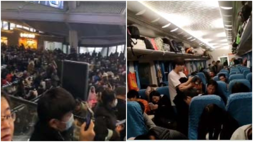 中國大量列車因冰雪誤點停駛 傳有列車卡半路兩天