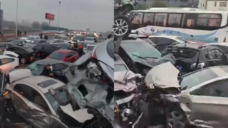 蘇州道路結冰百車相撞 現場畫面驚人（視頻）
