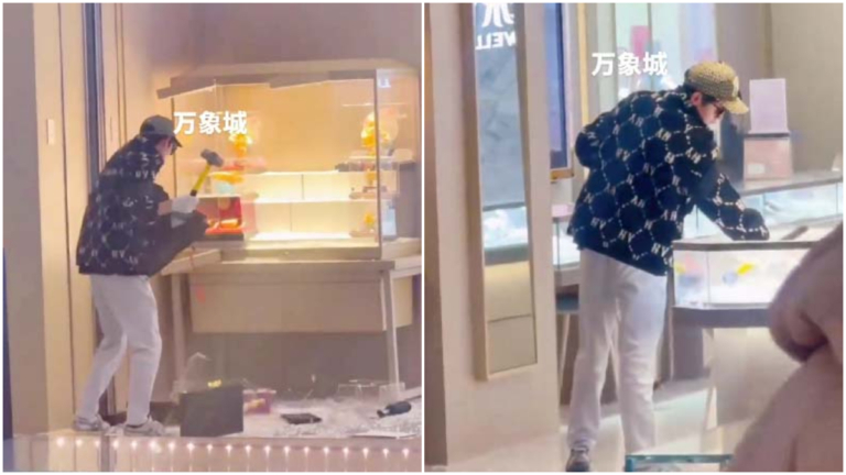 男子杭州當衆砸搶金店 自稱有外交豁免權（視頻）