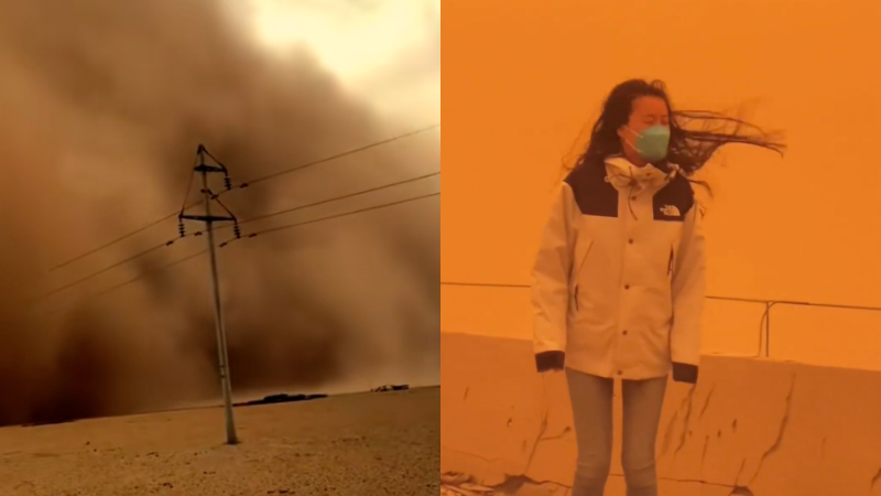 中國多地遭沙塵暴襲擊 恐怖黃沙牆迅猛推進（視頻）
