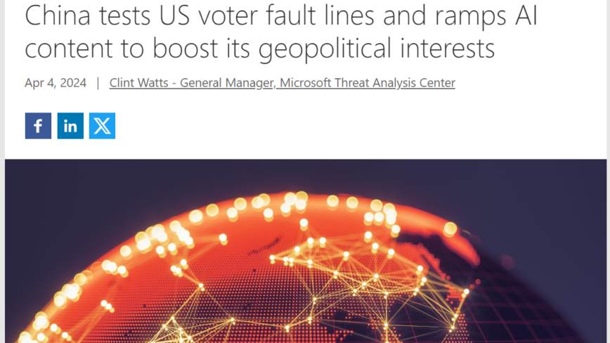 微软报告：中共利用美国选民的政治分歧挑拨离间