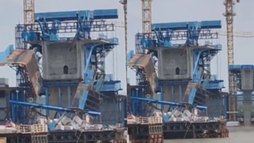 广东一在建大桥倒塌 四人高处坠落 已致2死（视频）