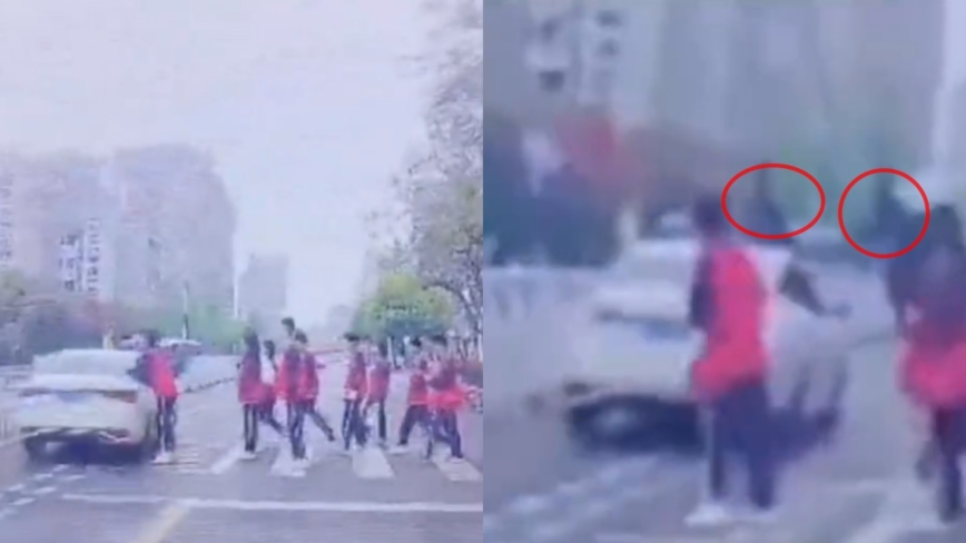 四川一轎車撞飛過馬路學生 現場畫面曝光（視頻）