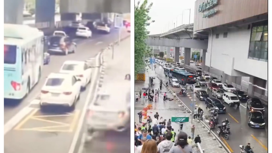 重慶轎車衝上公交站台 撞倒路人一片（視頻）