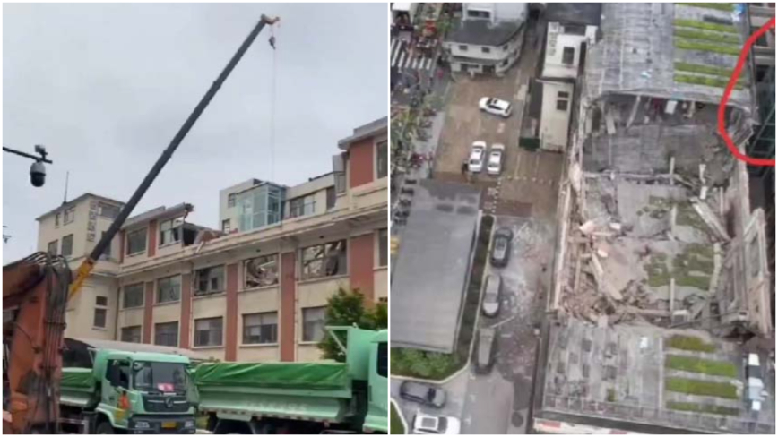 上海一國企違建部分坍塌 2樓是政府機構（視頻）
