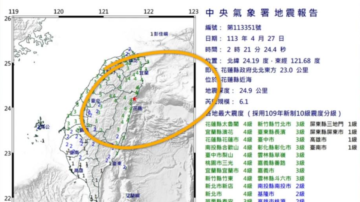 花蓮再發6.1地震 全台有感 國家級警報大響