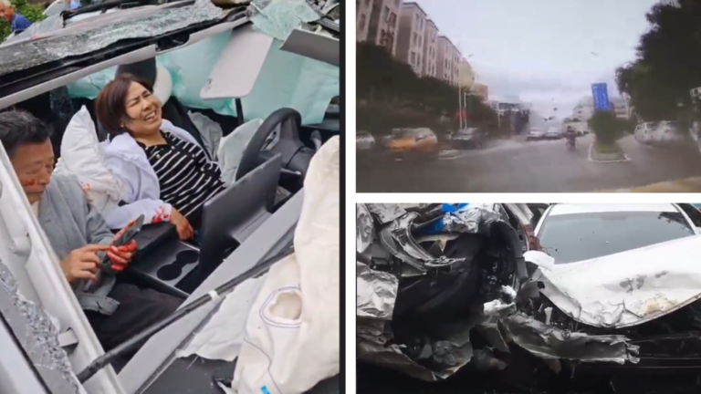 江西特斯拉空中翻滾車主安然無恙 網友對比問界M7（視頻）
