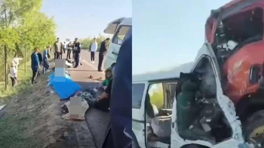宁夏惨烈车祸 大货车撞小客车 至少9死2伤（视频）