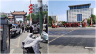 河南工人堵路 一排收割機堵住縣政府大門（視頻）