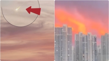 中国异象频发 杭州疑现火流星 北京火烧云