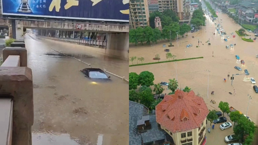 廣西特大暴雨破記錄 市民掄錘砸牆放水（視頻）