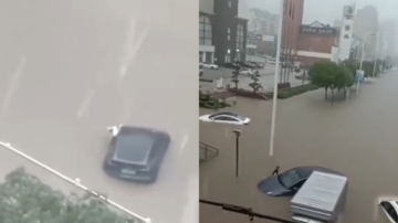 【短訊】東莞遭遇強降雨 城區多輛汽車被淹
