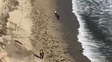 风筝冲浪者被困海滩 石头拼写“救命”获救