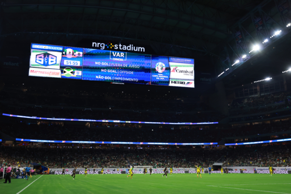 HOUSTON, TEXAS - JUNE 22: The LED board shows the VAR decision o No Goal during the CONMEBOL Copa America 2024 Group B match between Mexico and Jamaica at NRG Stadium on June 22, 2024 in Houston, Texas. 