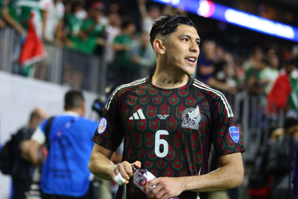 Mexico's defender #06 Gerardo Arteaga, who scored the winning goal, leaves after the Conmebol 2024 Copa America tournament group B football match between Mexico and Jamaica at NRG Stadium in Houston, Texas on June 22, 2024. (Photo by Aric Becker / AFP) 