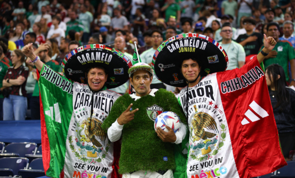 Mexico's fans cheer for their team during the Conmebol 2024 Copa America tournament group B football match between Mexico and Jamaica at NRG Stadium in Houston, Texas on June 22, 2024. (Photo by Aric Becker / AFP) 
