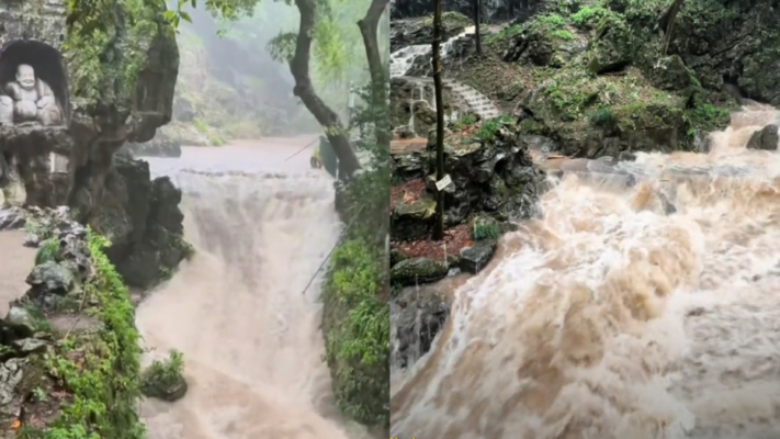 水位異常上升 杭州靈隱寺發大水上熱搜（視頻）