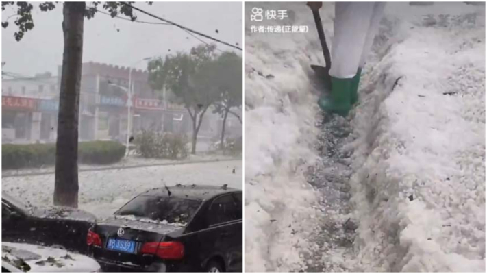 北京下冰雹大如鷄蛋 地面積冰一尺多深（視頻）