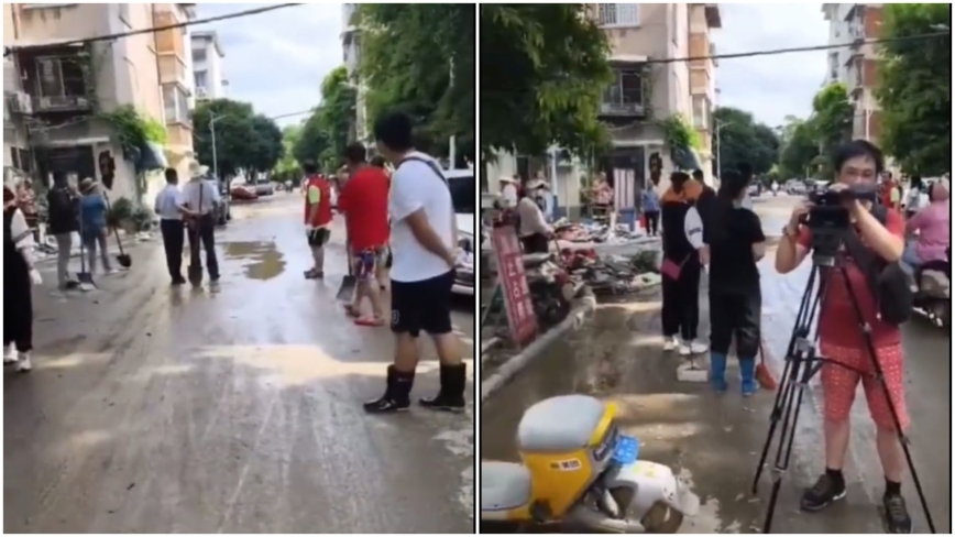 桂林市民怒斥官员：洪水来不见人 洪水退了来装模作样（视频）